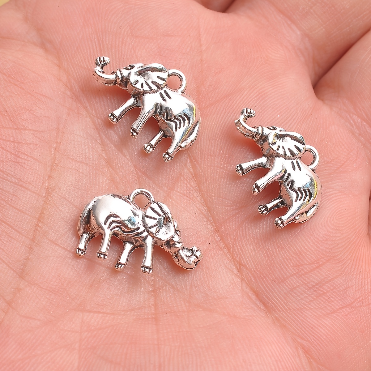 13pcs Elephant Relief Pendant Set, Distressed Finish